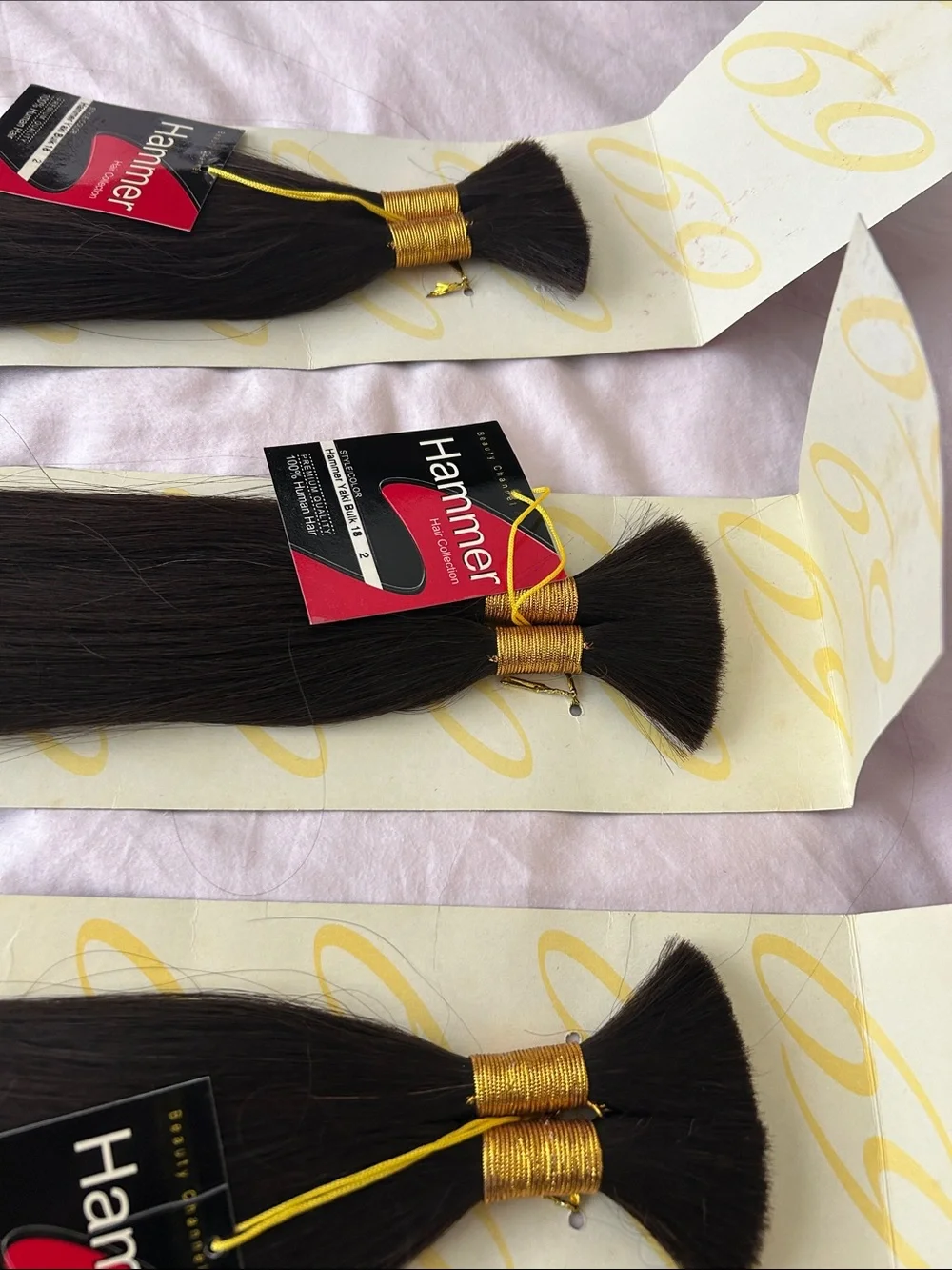Hammer Hair Collection 18” Bulk 100% Human Hair Color 2 Brown (3 packs)